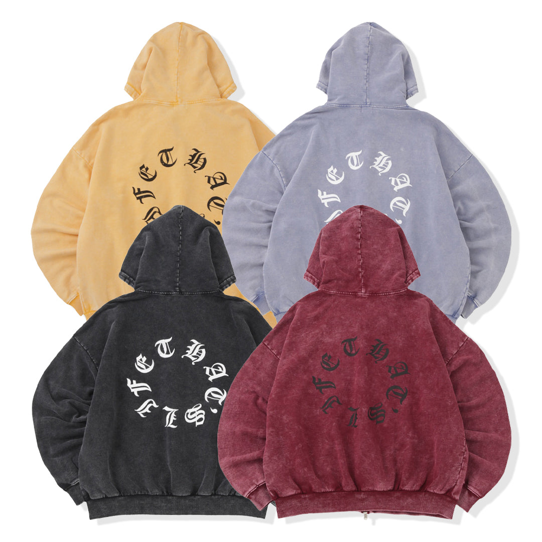 Vintage styles Circle logo zip hoodie – That's life online store