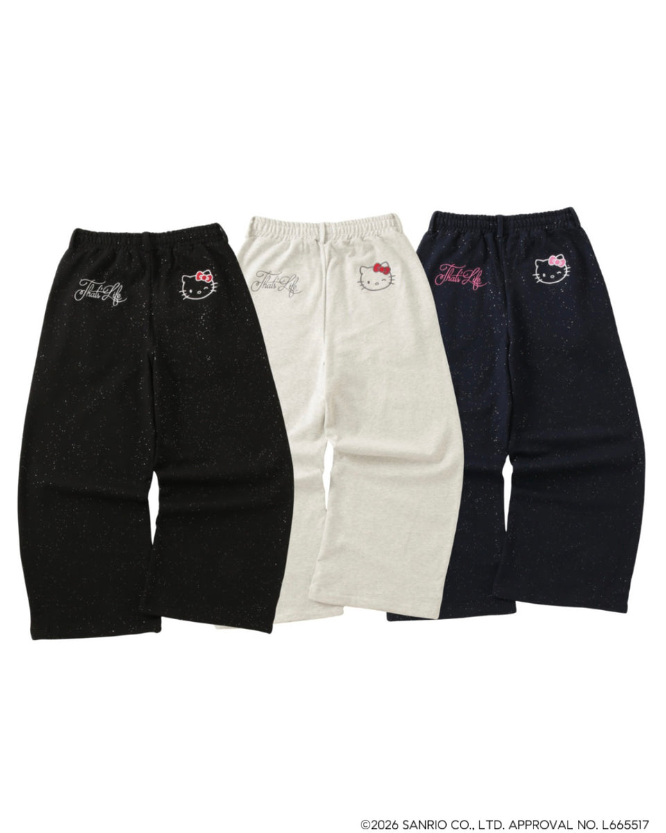 HELLO KITTY × Glitter Embroidery sweat pants – That's life online