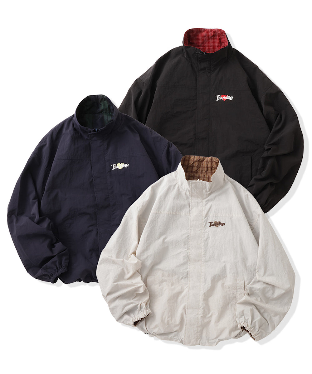 Heart logo 2way Reversible Checked Nylon Jackets – That's life