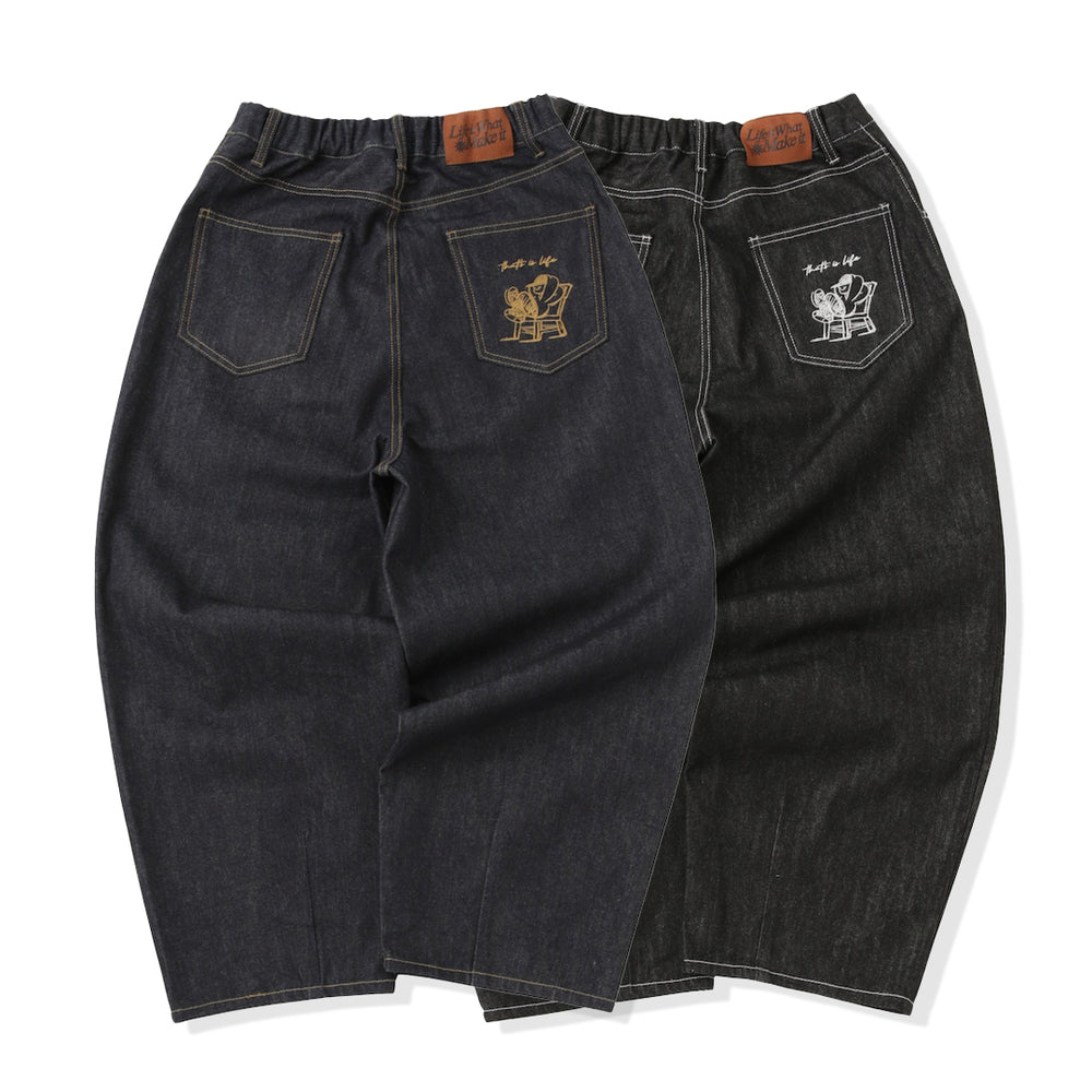 "CHILL LIFE" Rigid balloon Denim pants