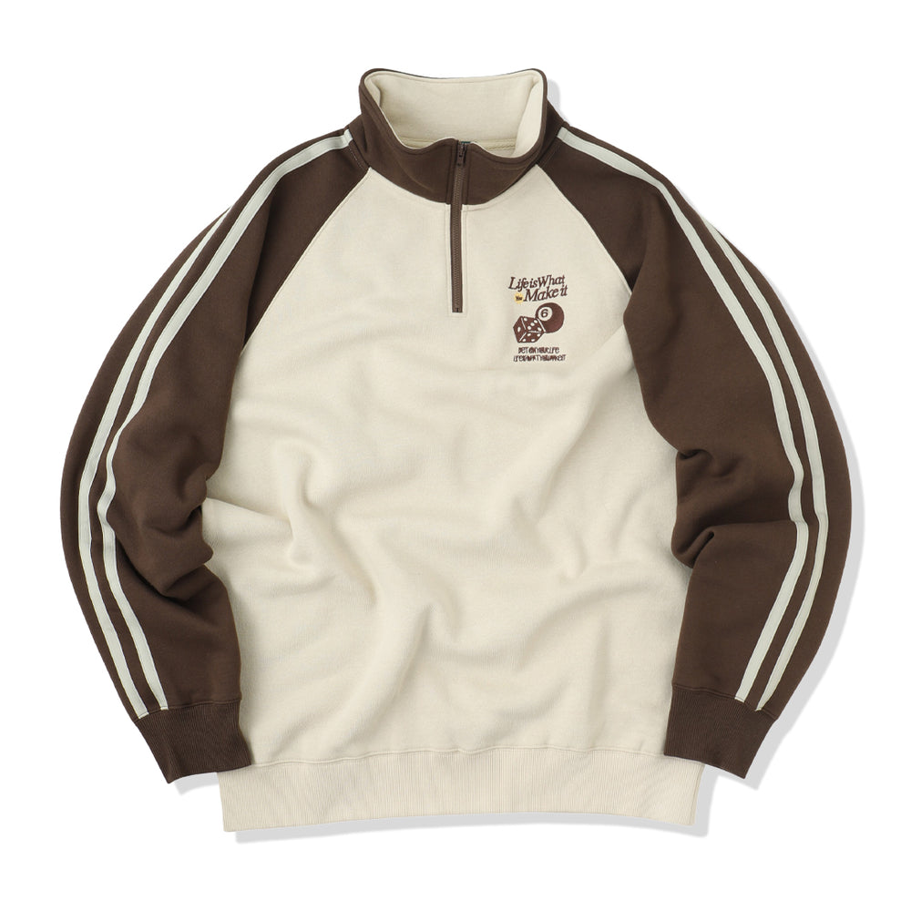 HEAVY WEIGHT “DICE” LOGO RAGLAN HALF ZIP SWEAT 