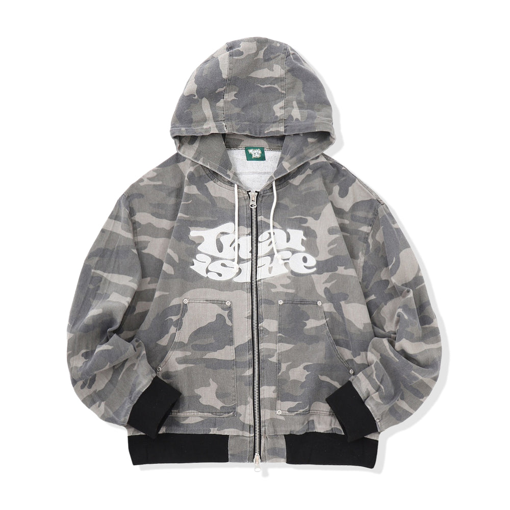 Front wave logo camo jacket