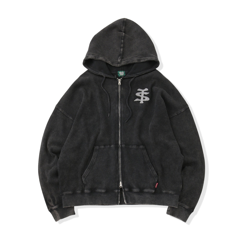 "TS" logo thermal zip hoodie