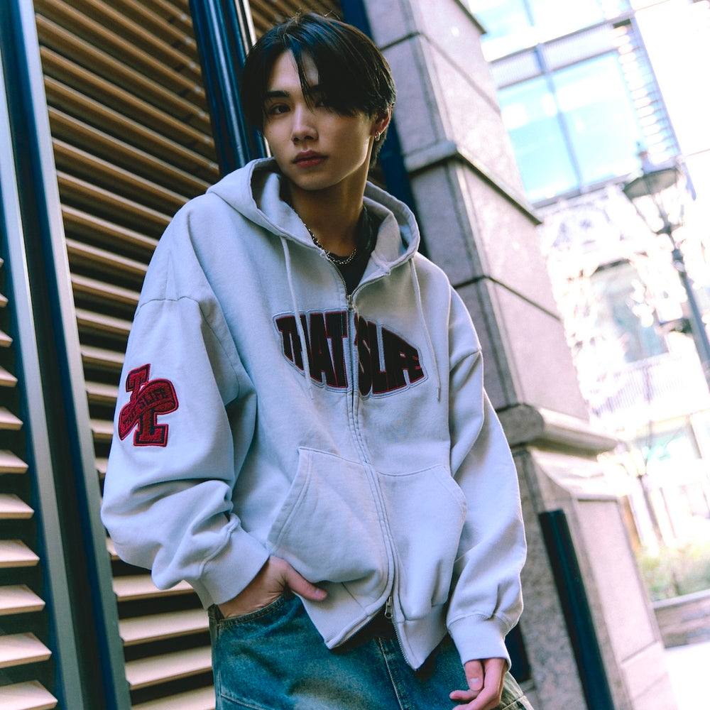 Vintage styles Front logo zip hoodie