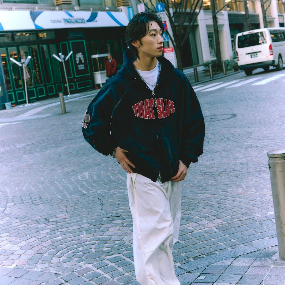 Vintage styles Front logo zip hoodie