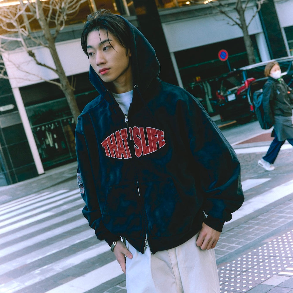 Vintage styles Front logo zip hoodie