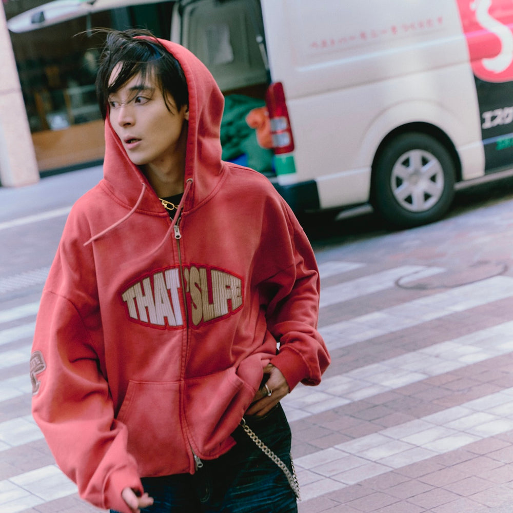 Vintage styles Front logo zip hoodie