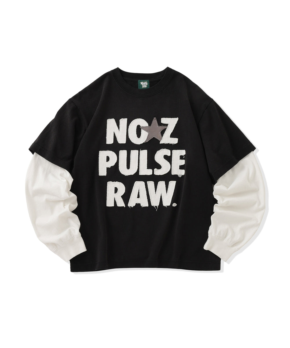 Slogan Patch Work Fake Layered Sleeve free