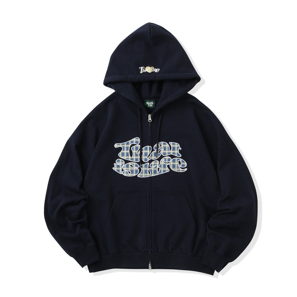 HEAVY WEIGHT 12.0oz FRONT Checked LOGO ZIP HOODIE free
