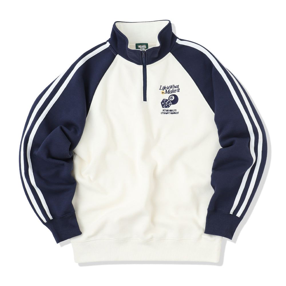 HEAVY WEIGHT “DICE” LOGO RAGLAN HALF ZIP SWEAT 