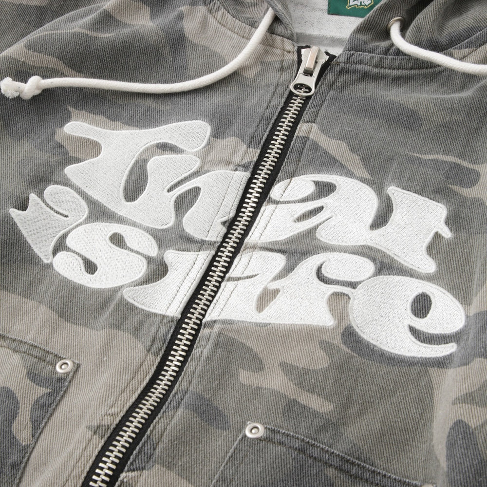 Front wave logo camo jacket
