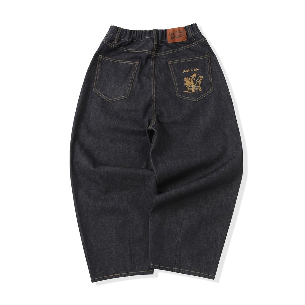 "CHILL LIFE" Rigid balloon Denim pants