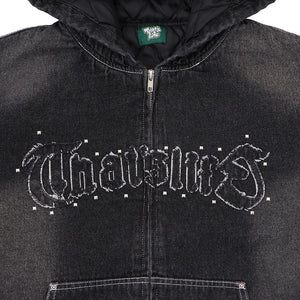 Vintage styles Front logo Denim zip hoodie