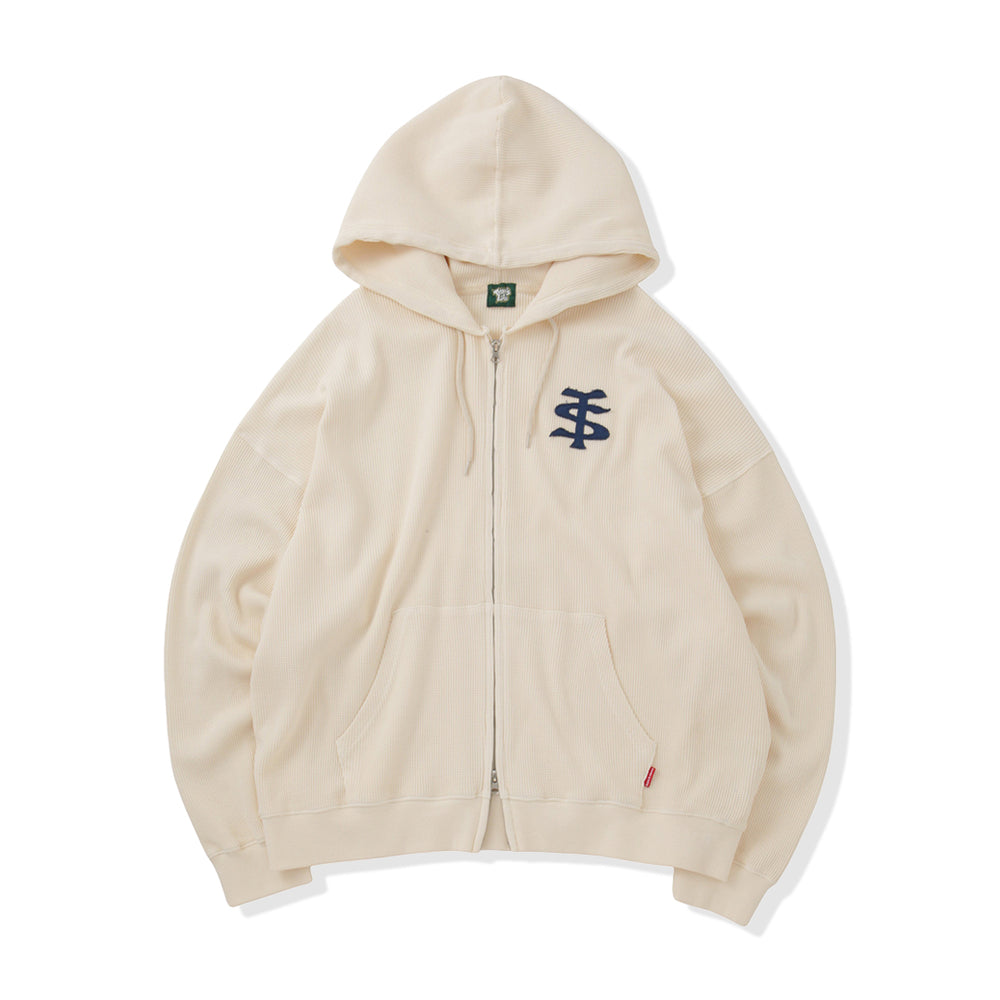 "TS" logo thermal zip hoodie