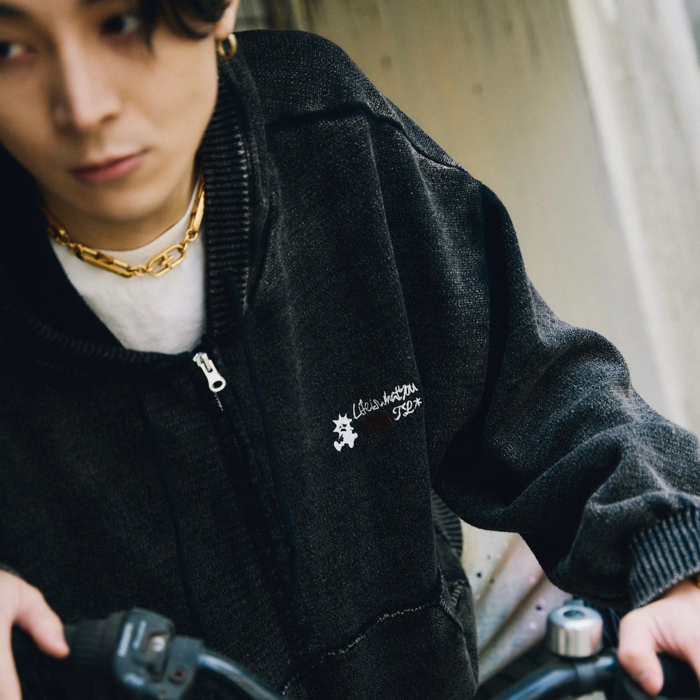 That's life Original logo knit zip hoodie