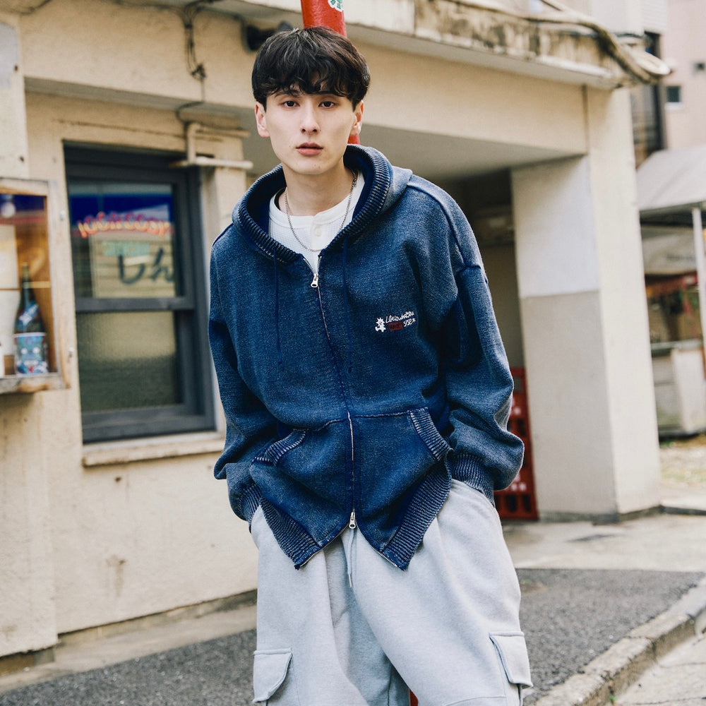 That's life Original logo knit zip hoodie