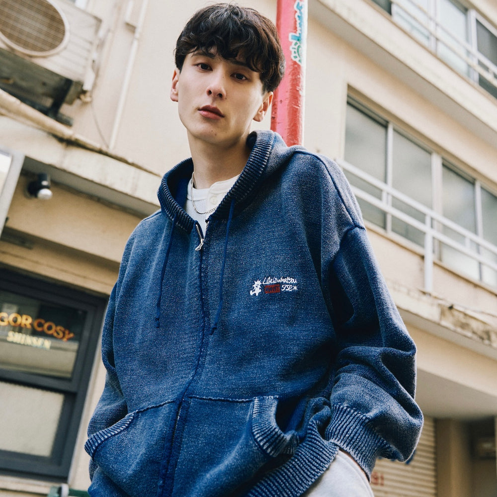 That's life Original logo knit zip hoodie