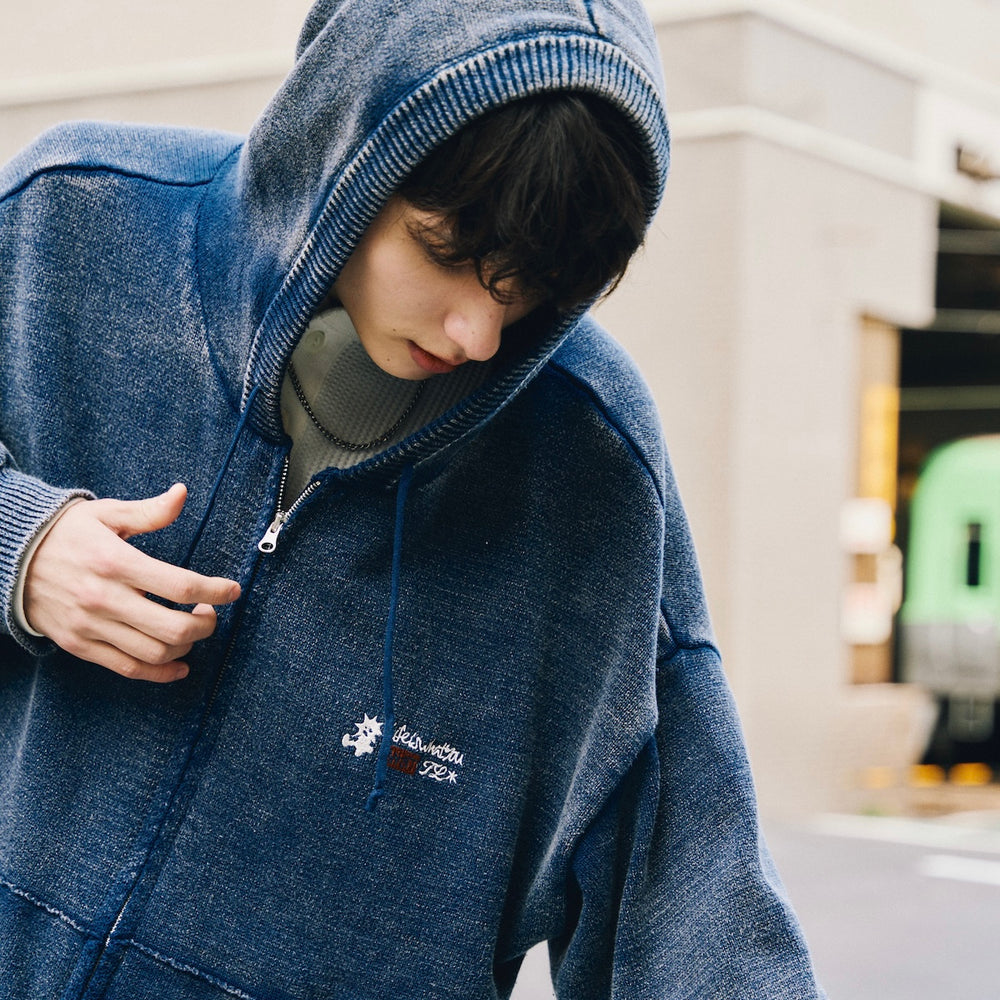 That's life Original logo knit zip hoodie