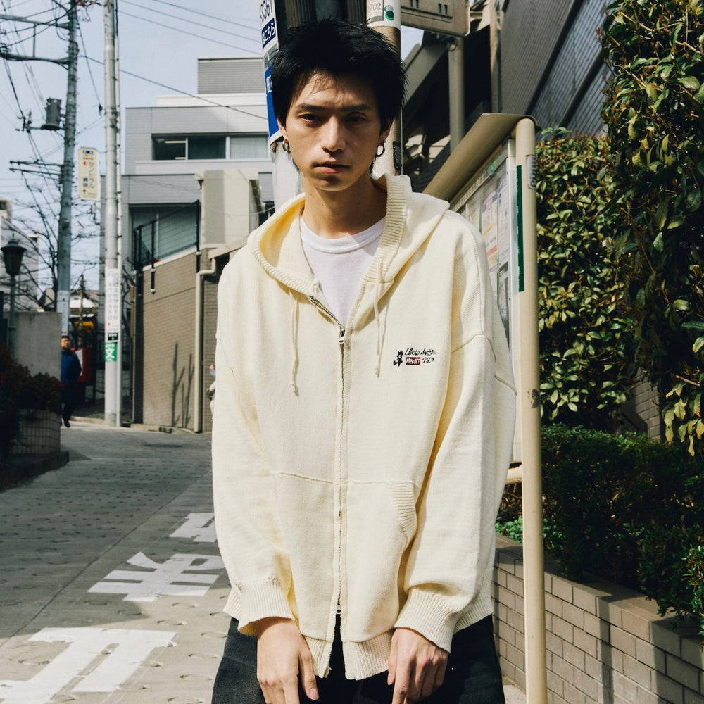 That's life Original logo knit zip hoodie