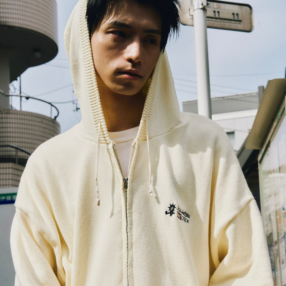 That's life Original logo knit zip hoodie
