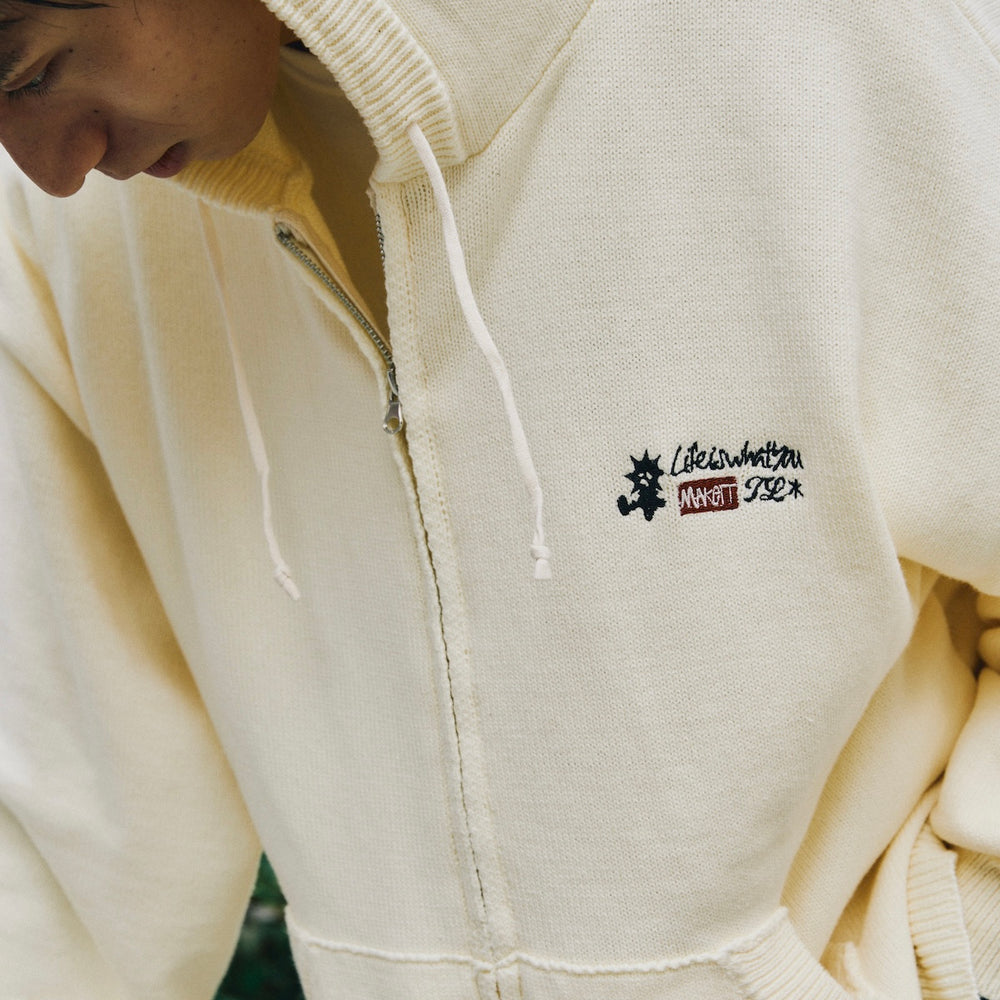 That's life Original logo knit zip hoodie