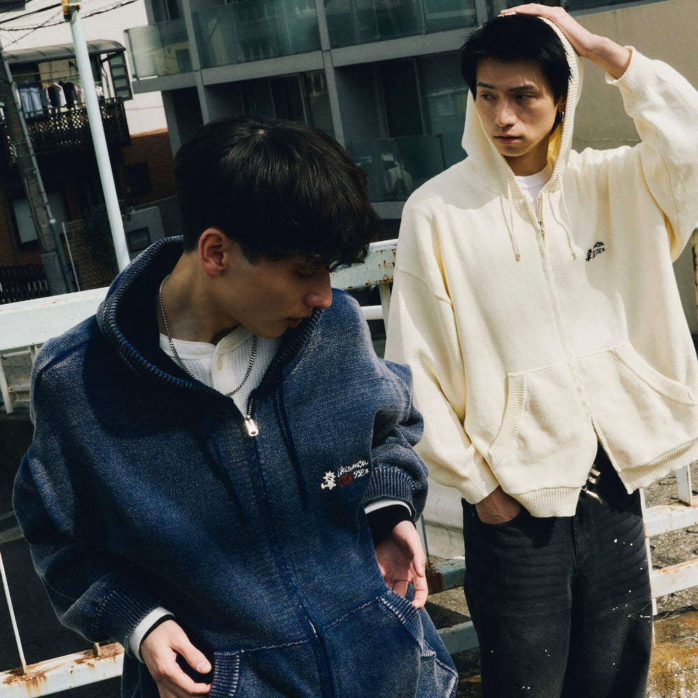 That's life Original logo knit zip hoodie