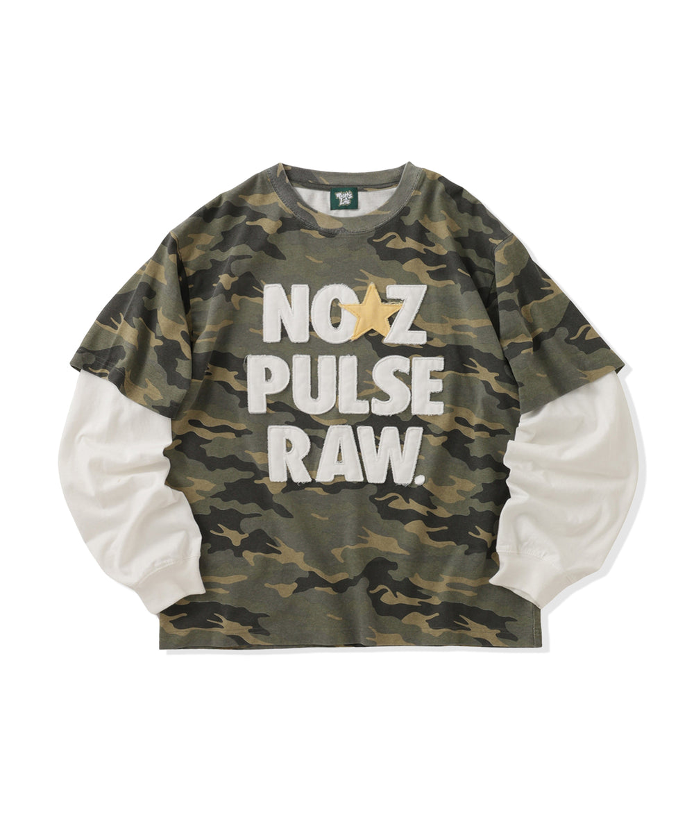 Slogan Patch Work Fake Layered Sleeve