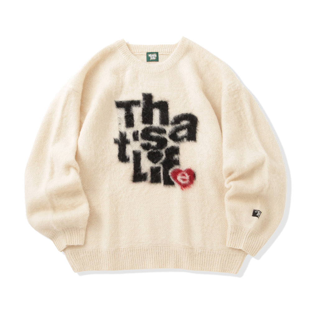 That's life “HEARTSTACK” logo knit free