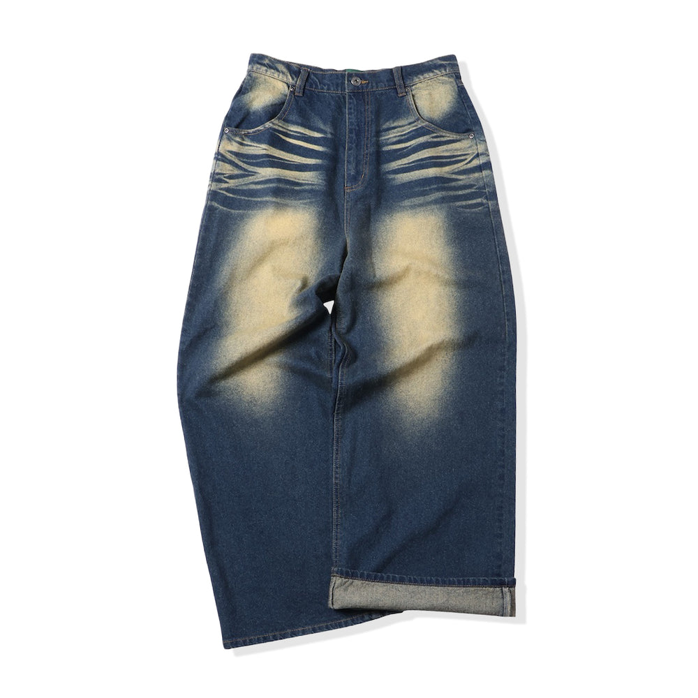 "CAP BOY" logo baggy denim pants