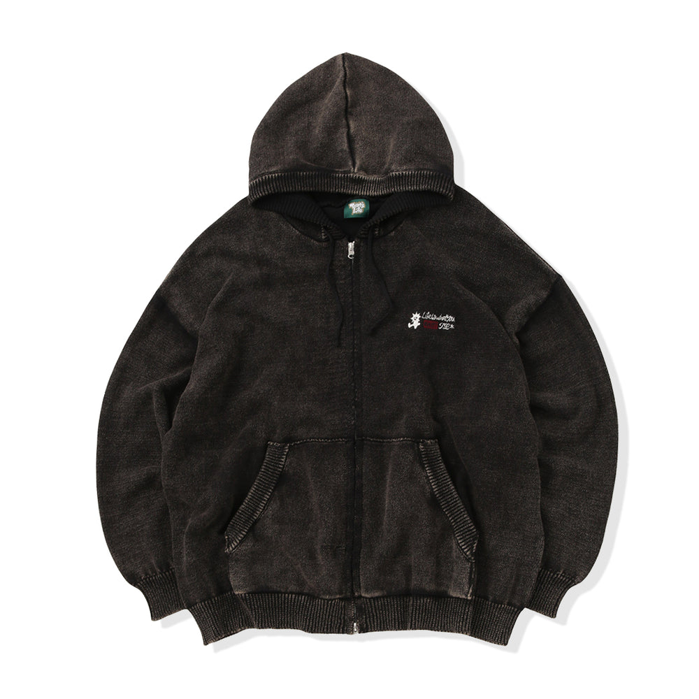 That's life Original logo knit zip hoodie