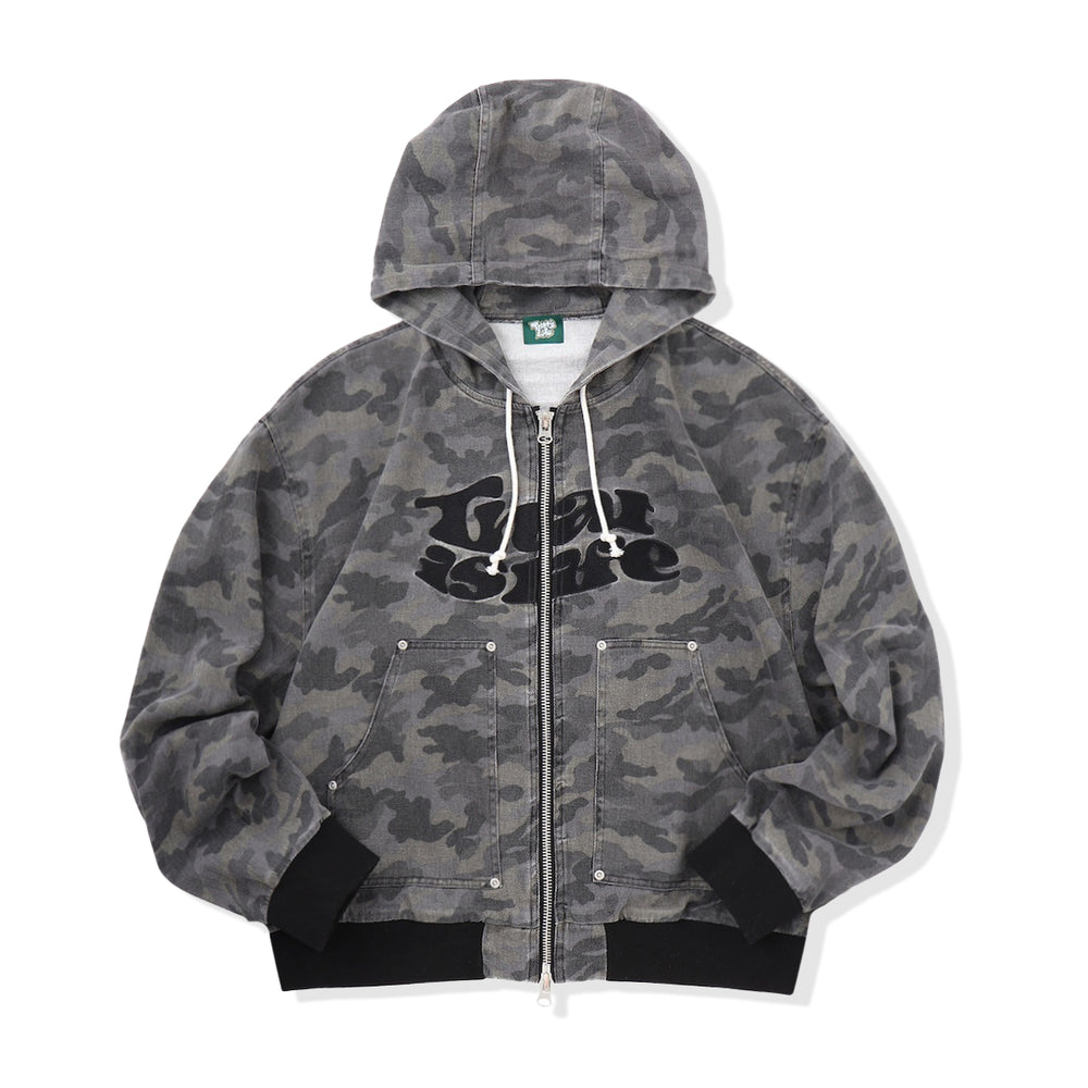 Front wave logo camo jacket