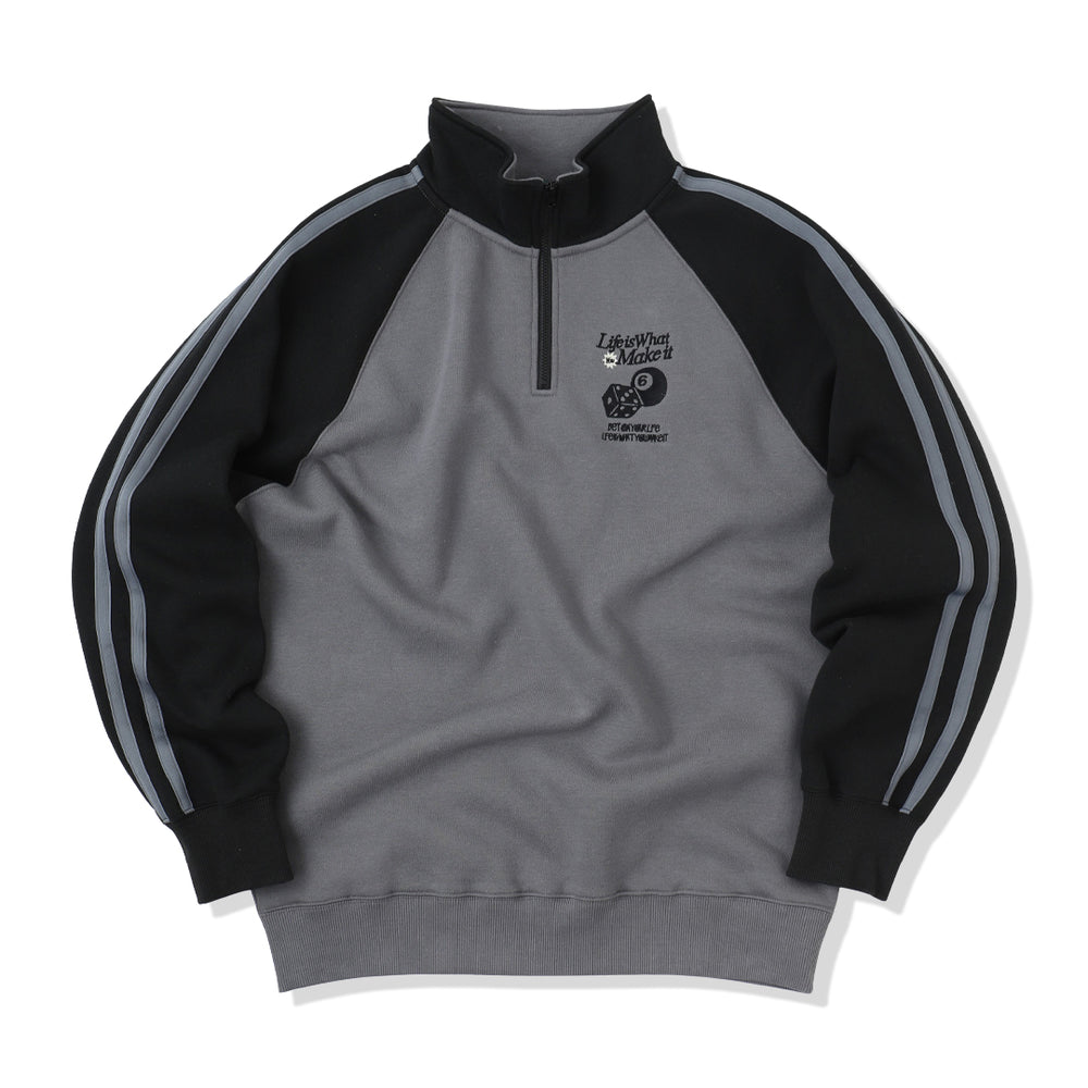 HEAVY WEIGHT “DICE” LOGO RAGLAN HALF ZIP SWEAT 