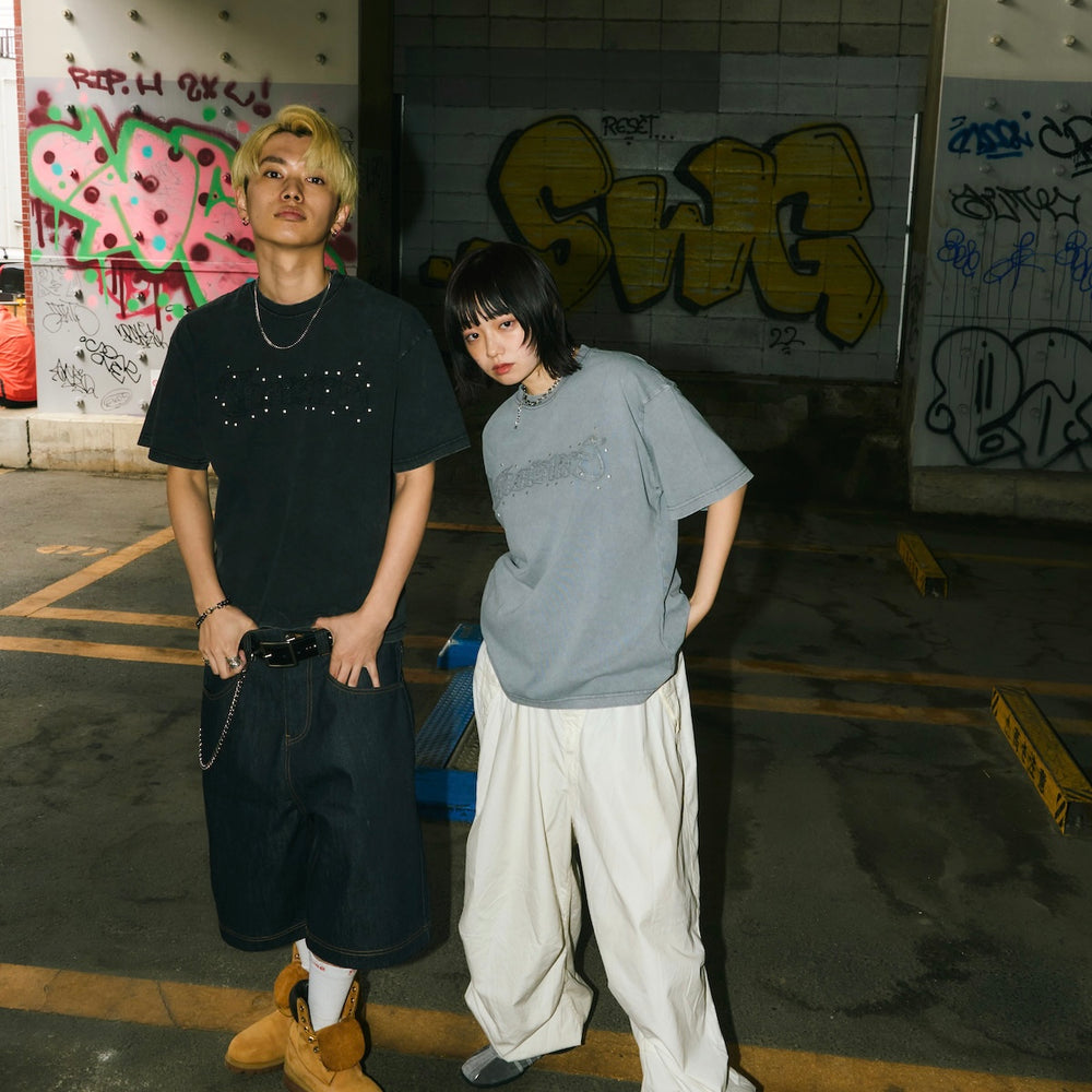 Vintage styles Patch work logo tee