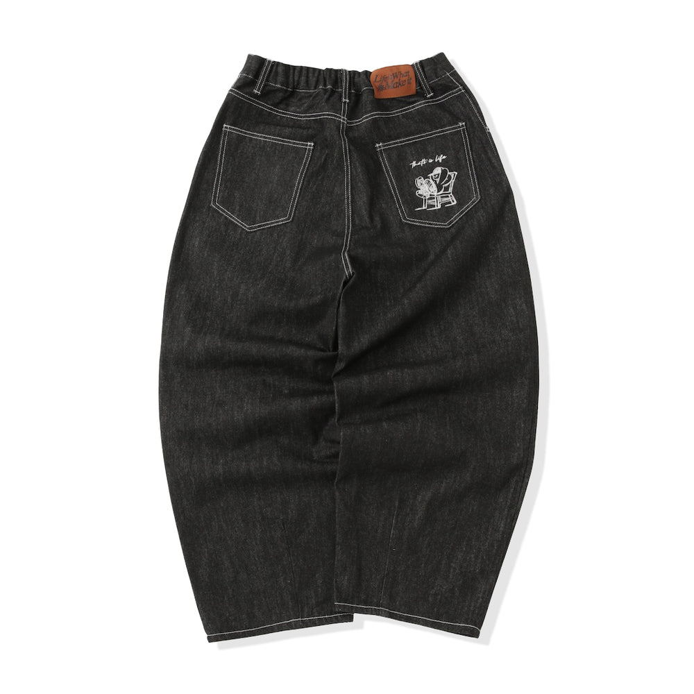 "CHILL LIFE" Rigid balloon Denim pants