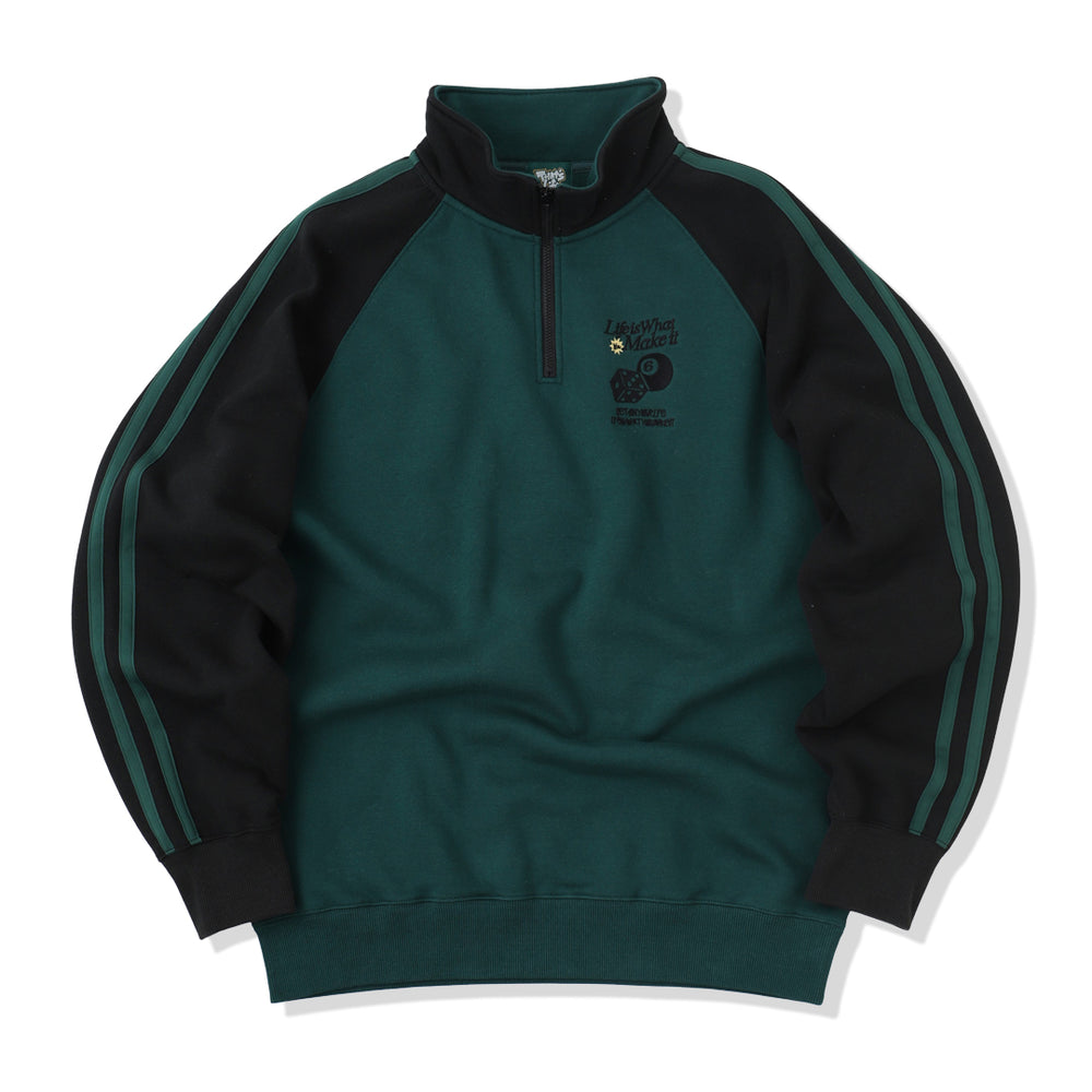 HEAVY WEIGHT “DICE” LOGO RAGLAN HALF ZIP SWEAT 