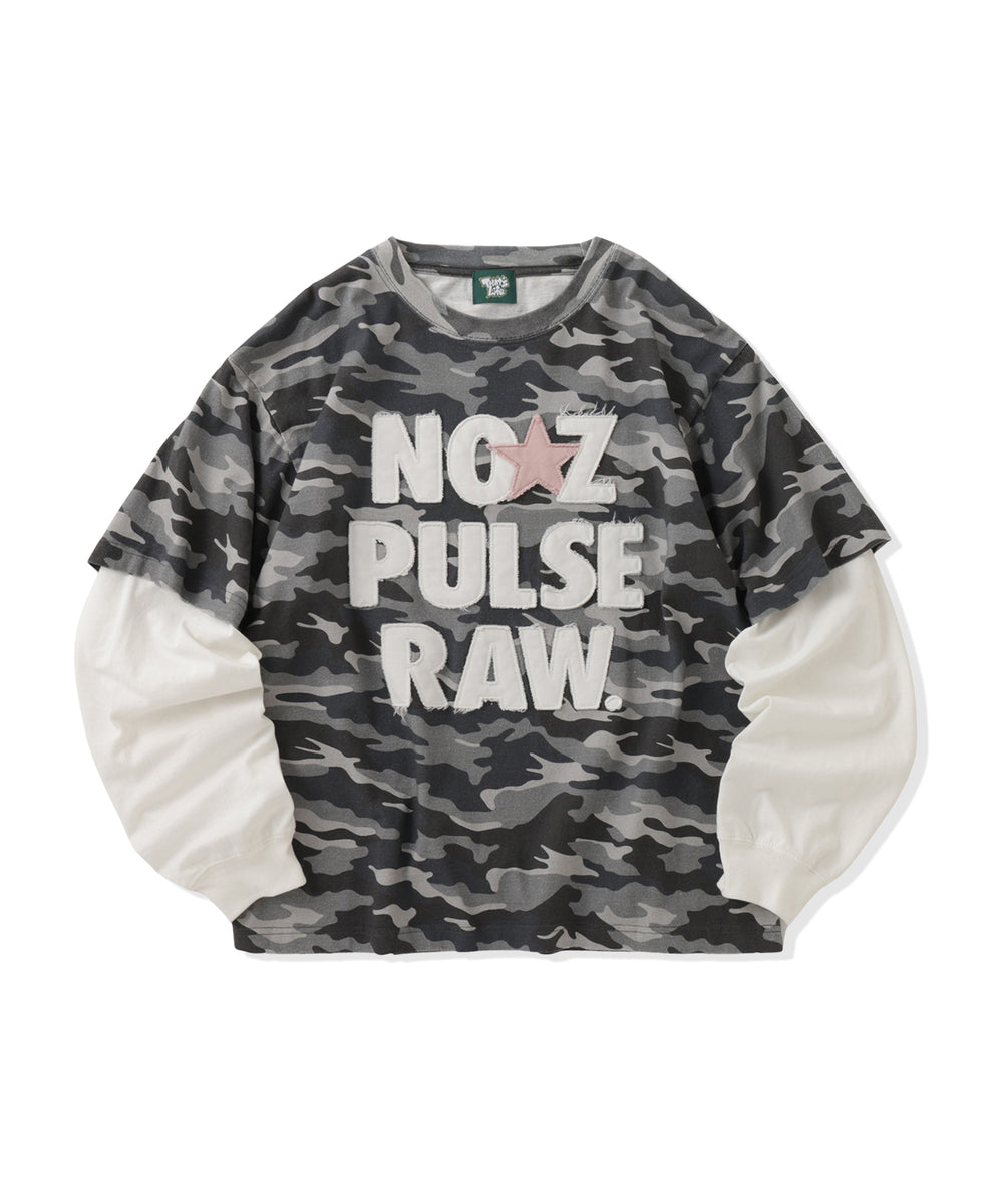 Slogan Patch Work Fake Layered Sleeve