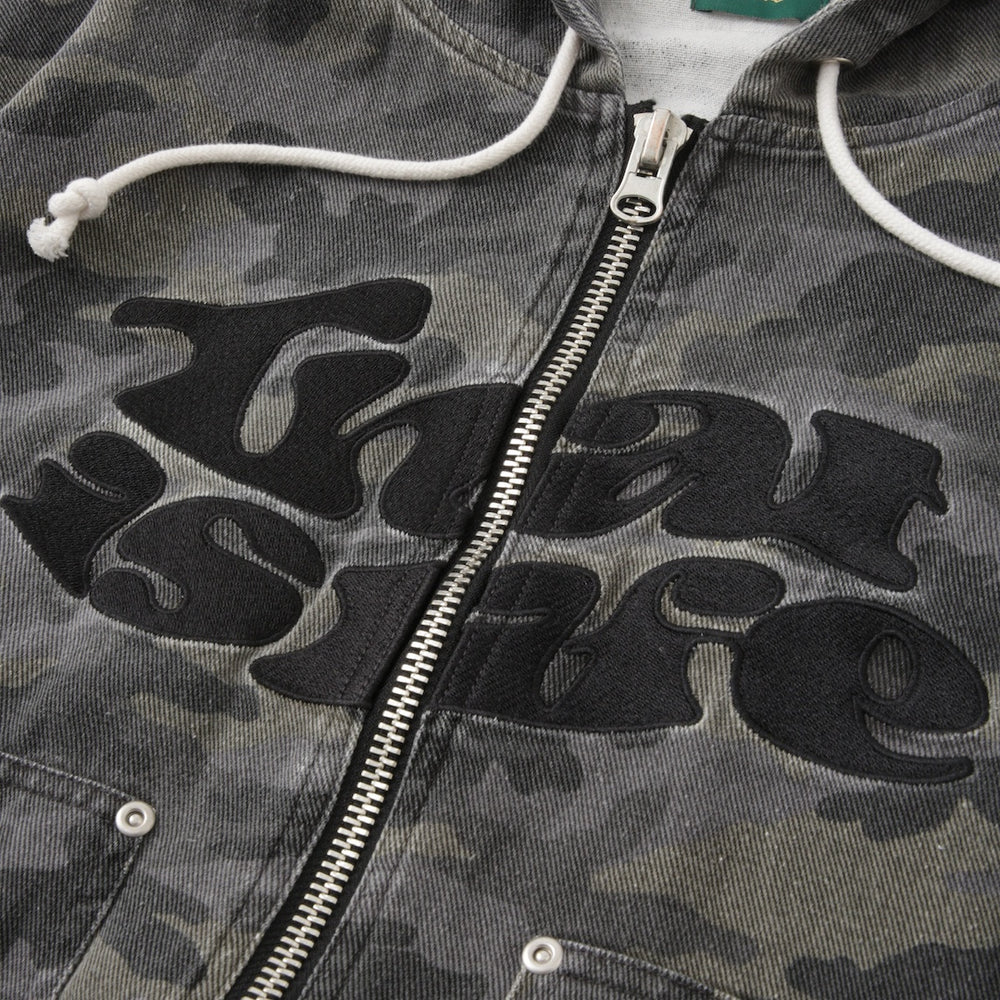 Front wave logo camo jacket