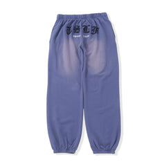 Vintage styles Patch work logo sweat pants - L / Blue