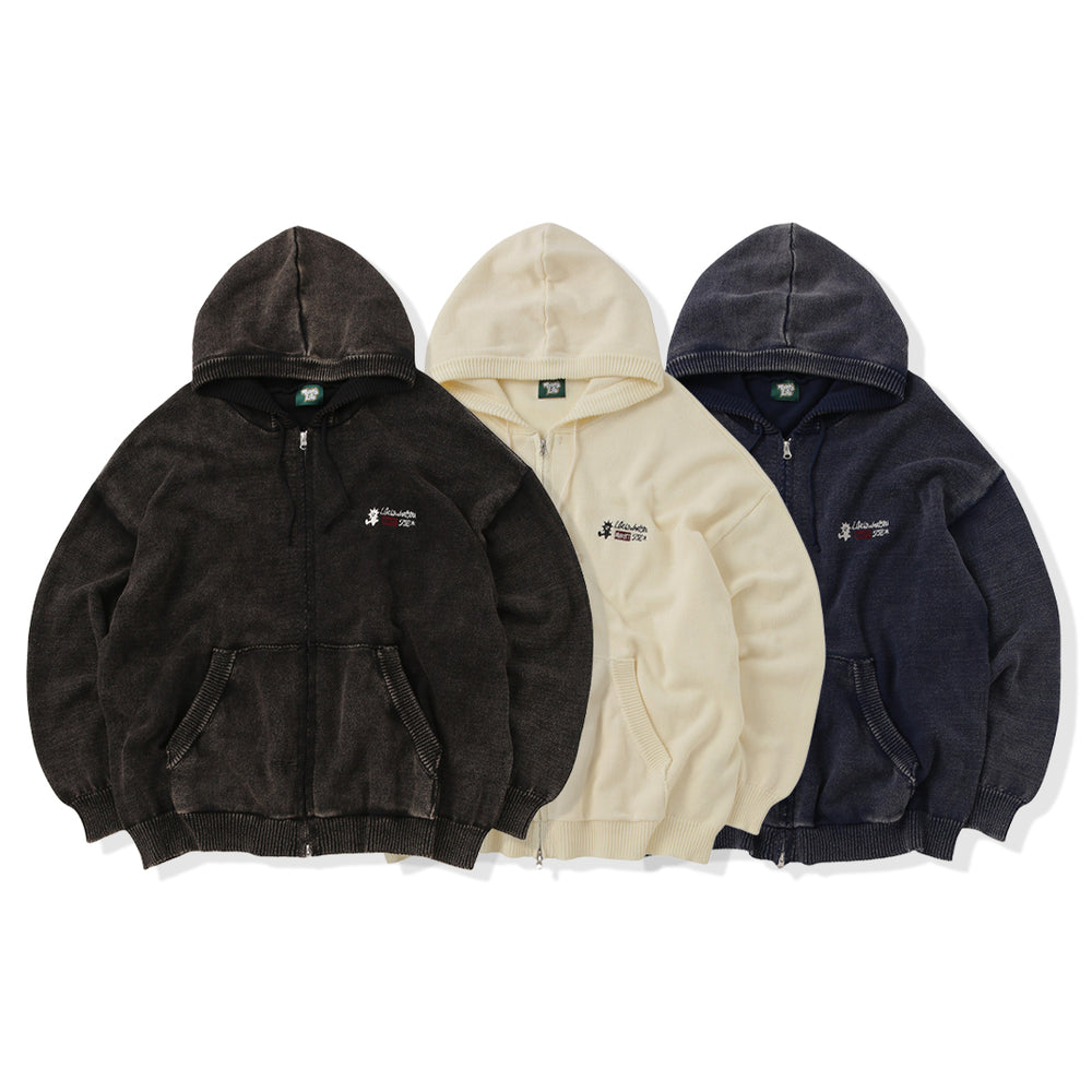 That's life Original logo knit zip hoodie