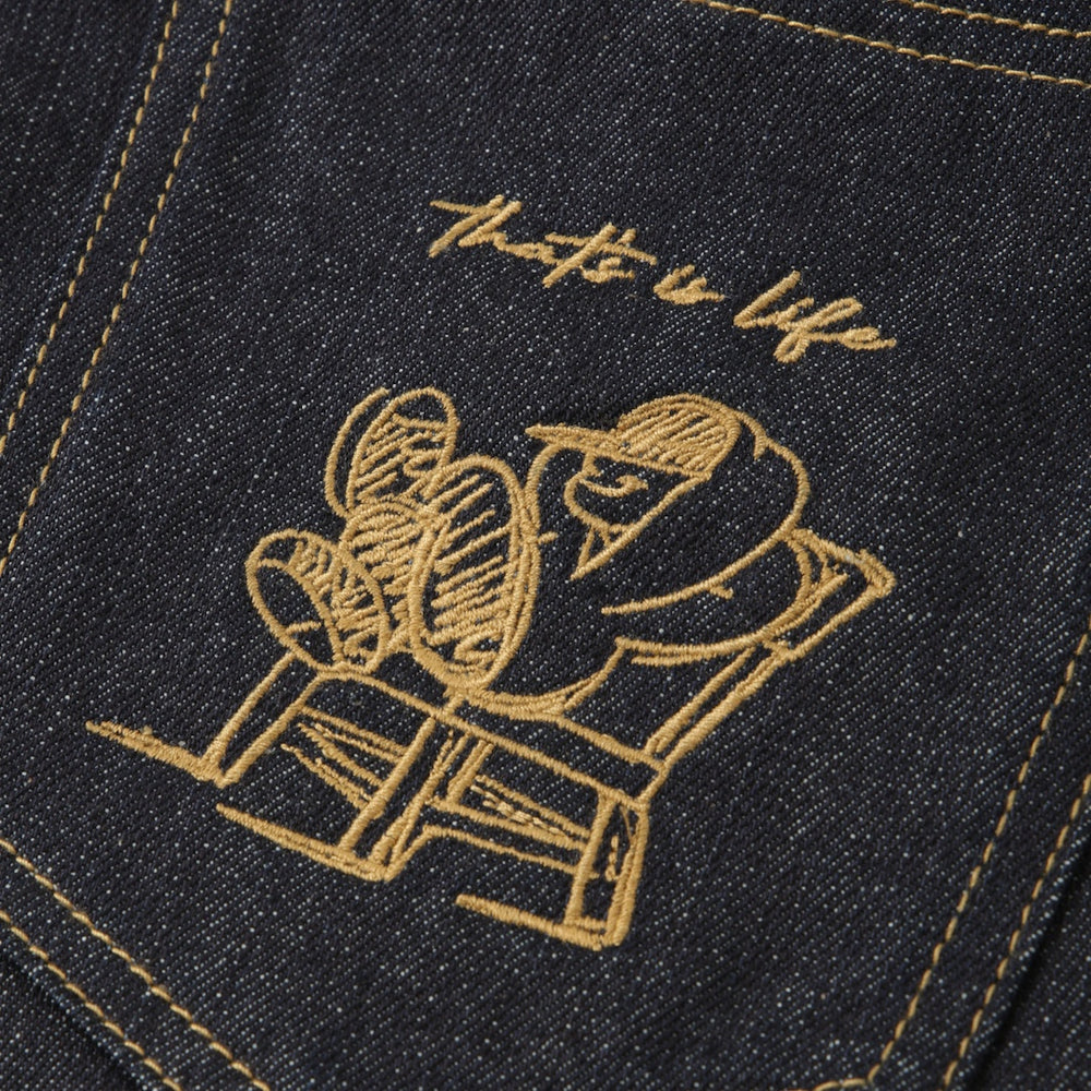 "CHILL LIFE" Rigid balloon Denim pants