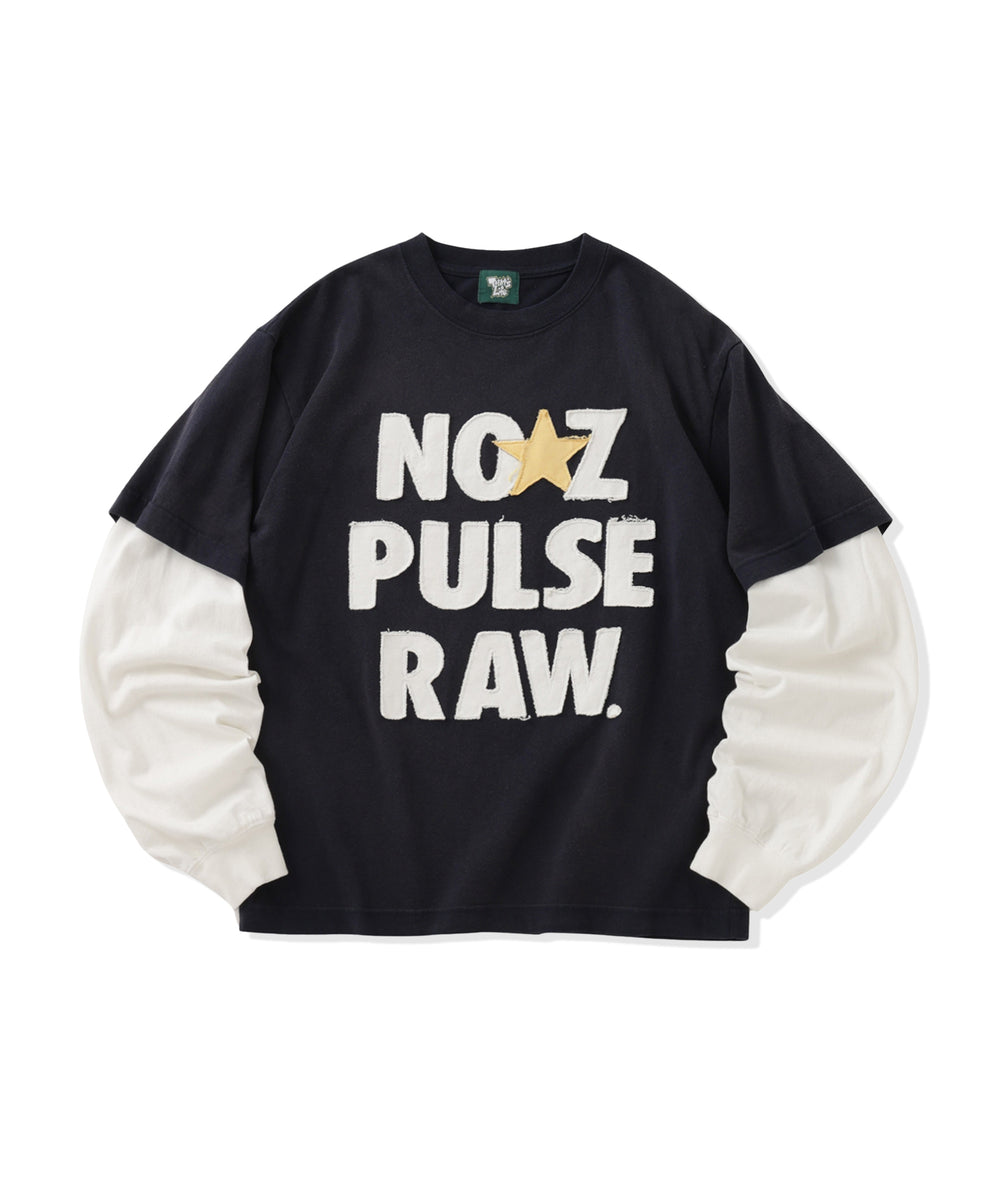 Slogan Patch Work Fake Layered Sleeve free