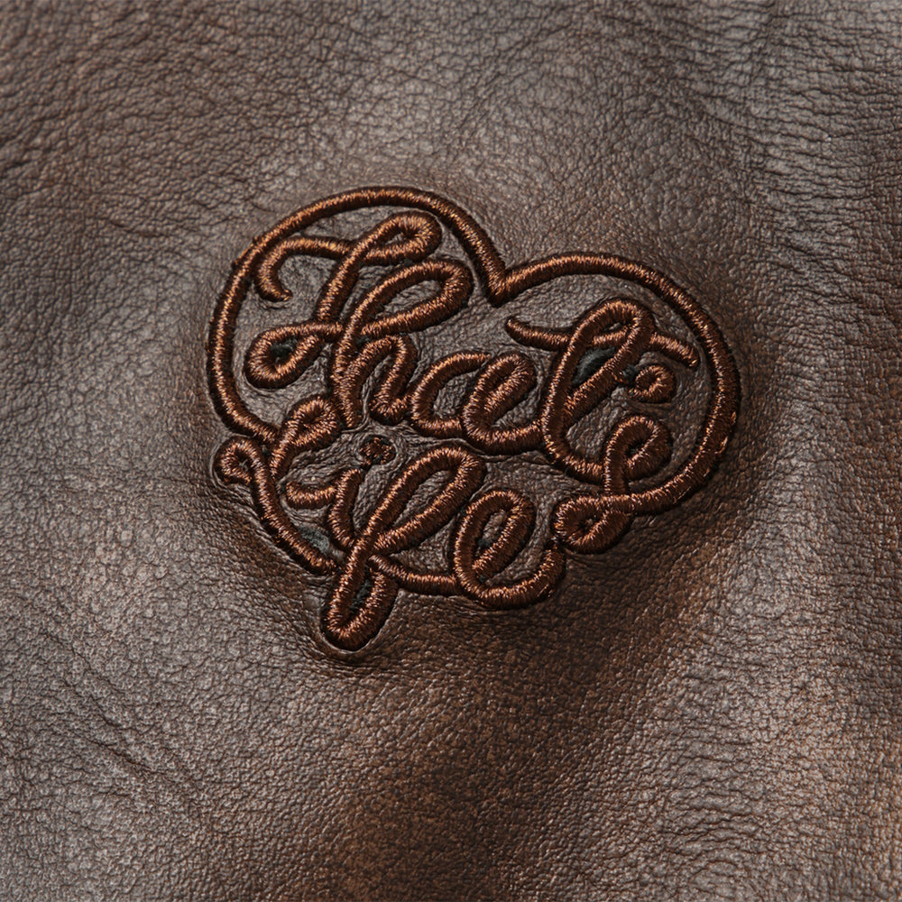 Faux Leather fur Heart logo hooded jacket free