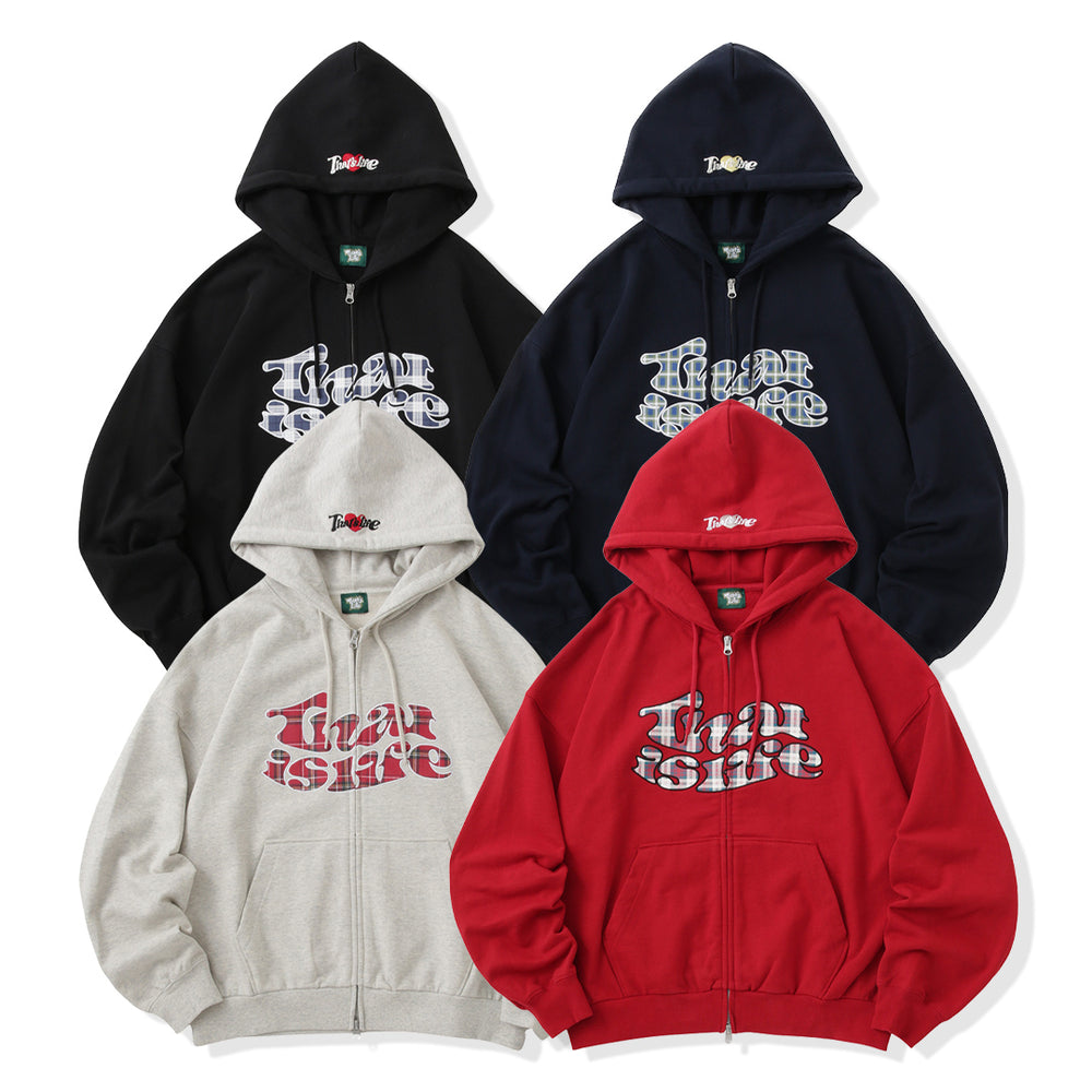 HEAVY WEIGHT 12.0oz FRONT Checked LOGO ZIP HOODIE free