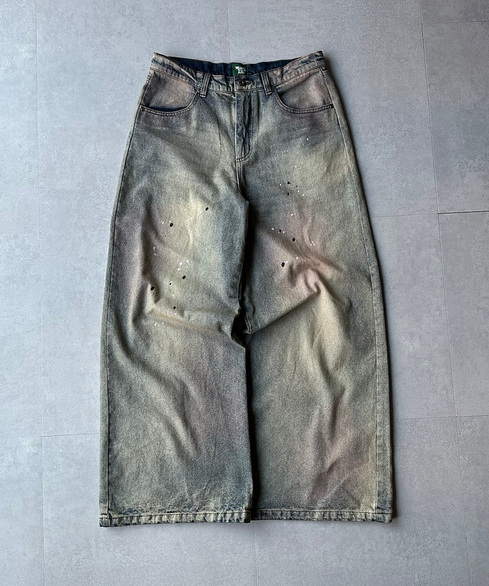 Circle paint logo Baggy denim pants