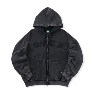 Vintage styles Patch Work Zip Hoodie