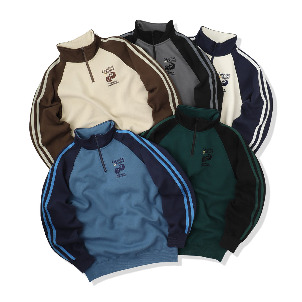 HEAVY WEIGHT “DICE” LOGO RAGLAN HALF ZIP SWEAT 