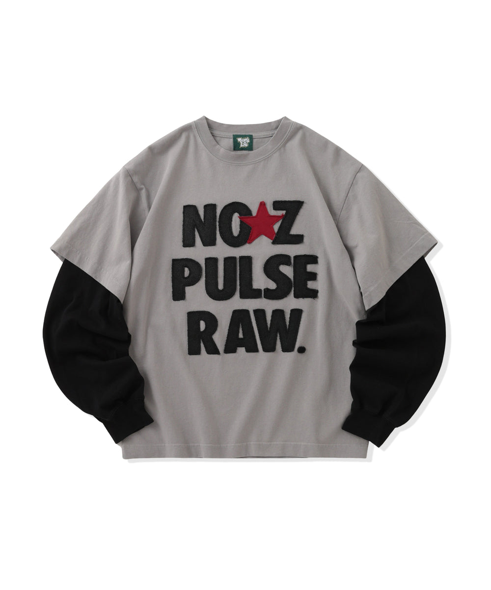 Slogan Patch Work Fake Layered Sleeve free
