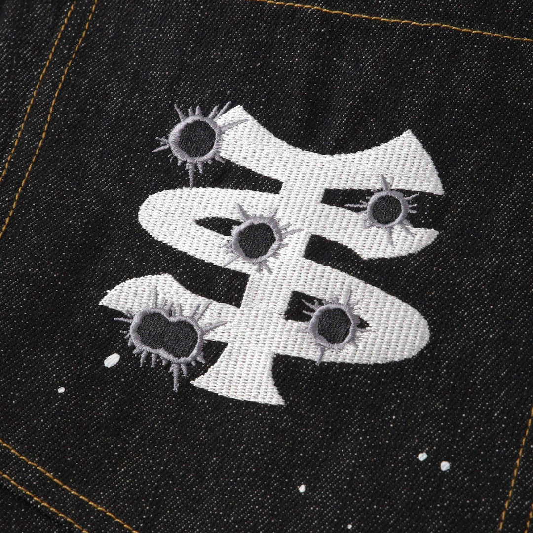 TS logo Rigid Baggy Paint Denim pants