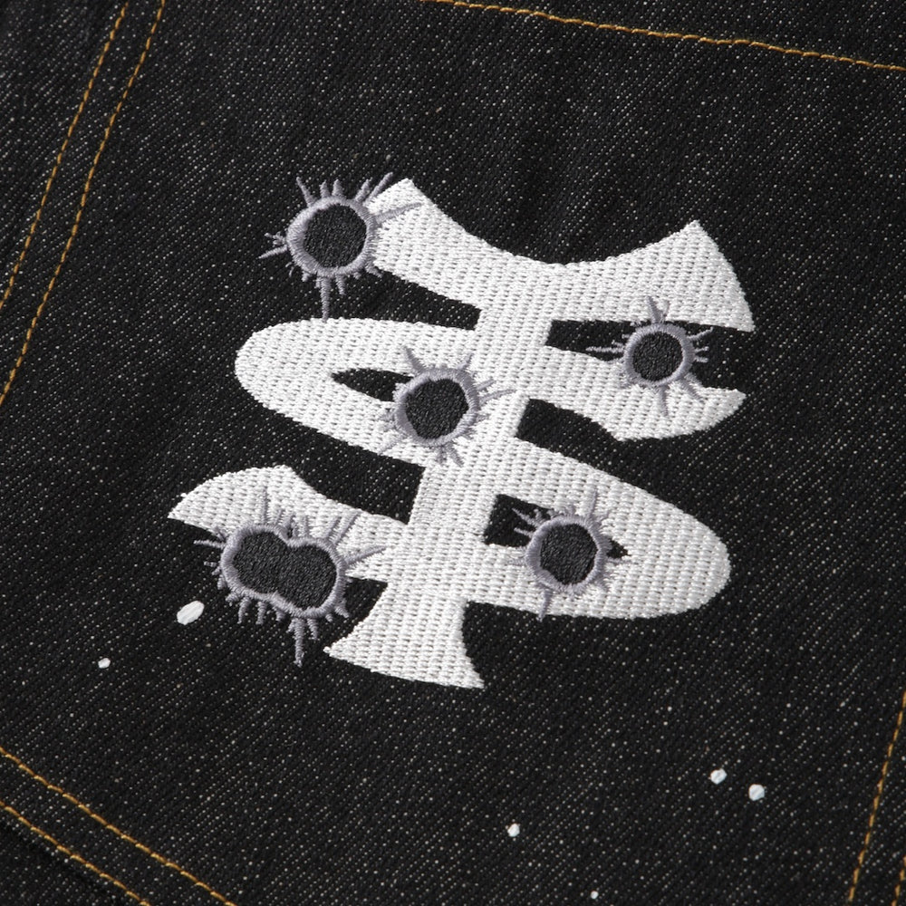 TS logo Rigid Baggy Paint Denim pants