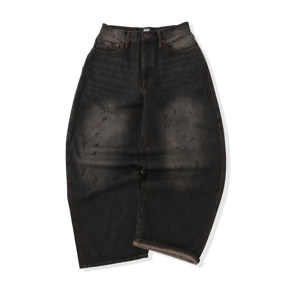 Barrel leg TS logo Damage denim pants